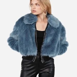 Blue Express Faux Fur Jacket
